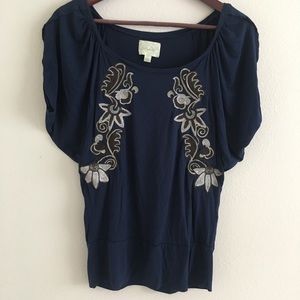 Anthropologie Deletta dolman Top navy silver